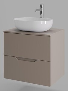 Изображение товара Тумба с раковиной Orange Line Li-60TuLMDF+B05-480W, 60 см, подвесная, цвет латте матовый Soft Touch