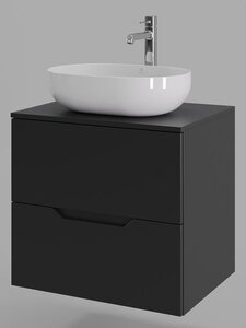 Изображение товара Тумба с раковиной Orange Line Li-60TubMDF+B05-480W, 60 см, подвесная, цвет черный матовый Soft Touch