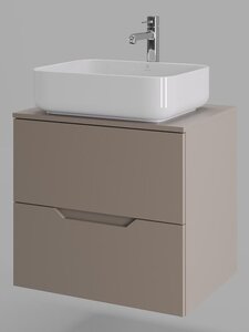 Изображение товара Тумба с раковиной Orange Line Li-60TuLMDF+B05-500W, 60 см, подвесная, цвет латте матовый Soft Touch