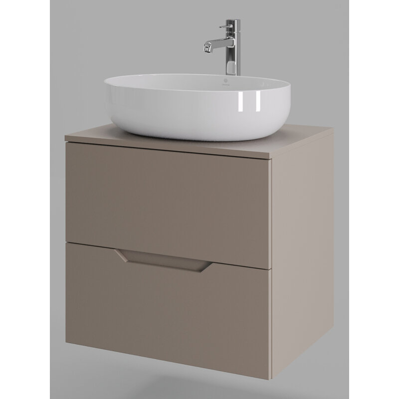 Изображение товара Тумба с раковиной Orange Line 60 см подвесная бежевый Soft Touch MDF фарфор