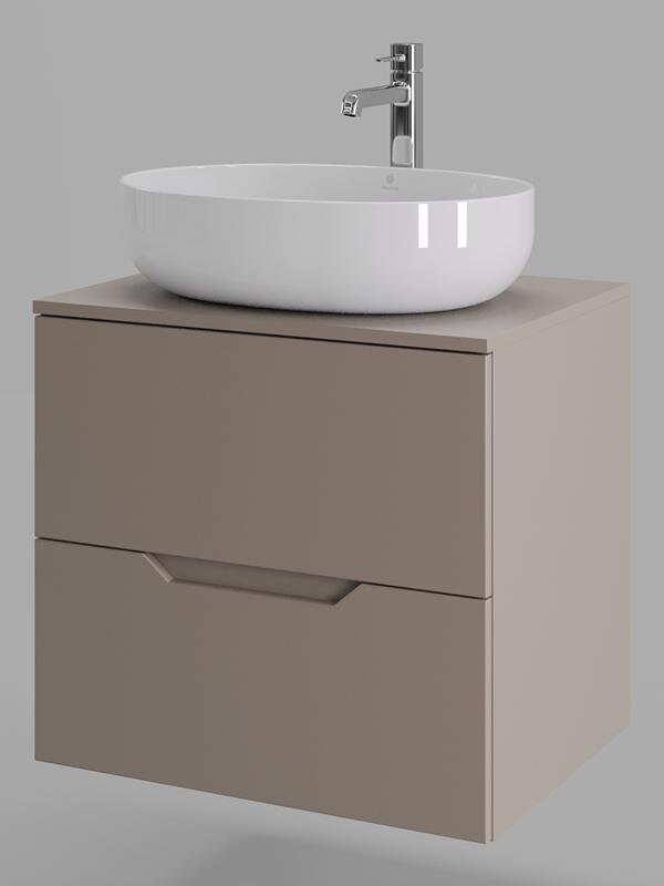 Изображение товара Тумба с раковиной Orange Line Li-60TuLMDF+B05-520W, 60 см, подвесная, цвет латте матовый Soft Touch