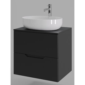 Изображение товара Тумба с раковиной Orange Line Li-60TubMDF+B05-520W, 60 см, подвесная, цвет черный матовый Soft Touch