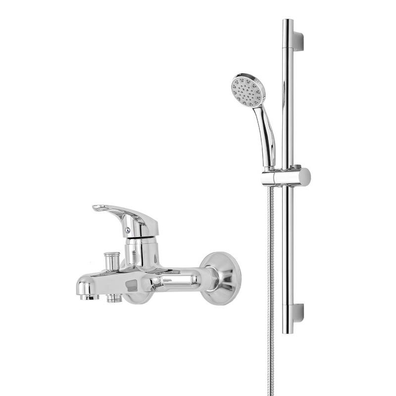 Изображение товара Полимерный смеситель OneLife P01-611cr, для ванны и душа, с душевым гарнитуром, цвет хром