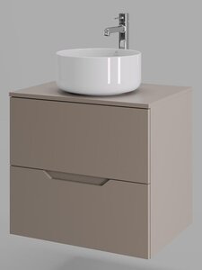 Изображение товара Тумба с раковиной Orange Line Li-60TuLMDF+B07-345W, 60 см, подвесная, цвет латте матовый Soft Touch