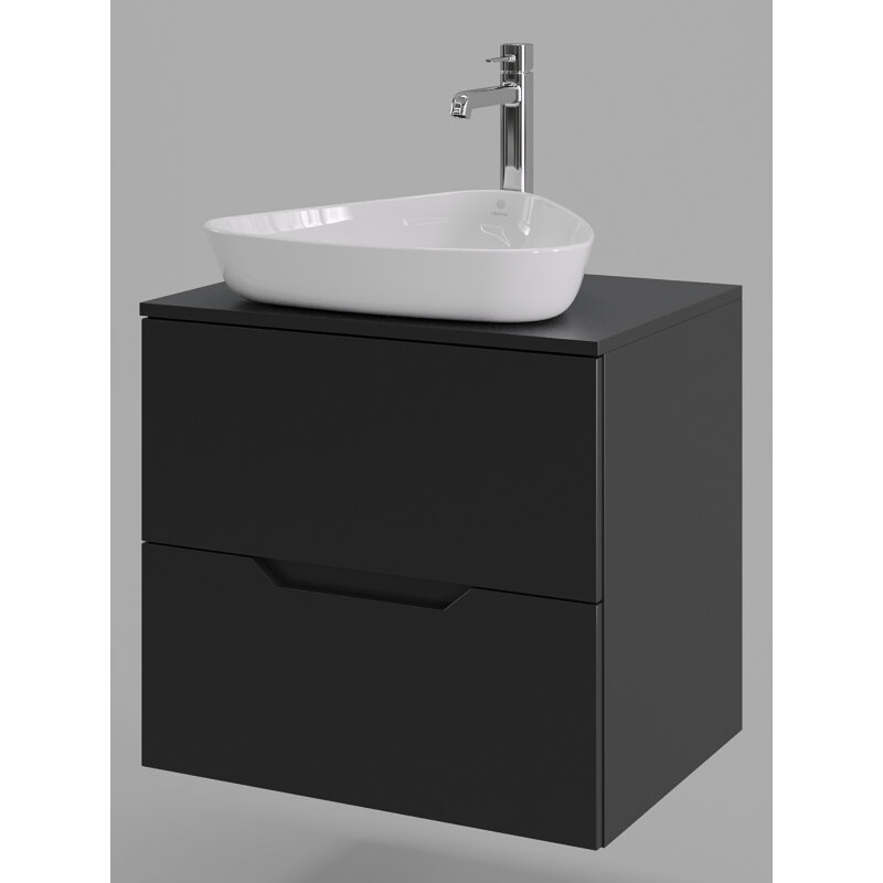 Изображение товара Подвесная тумба с раковиной Orange Line 60 см черный матовый Soft Touch