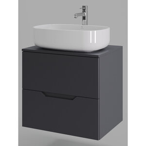 Изображение товара Тумба с раковиной Orange Line Li-60TugMDF+B07-540W, 60 см, подвесная, цвет графит матовый Soft Touch