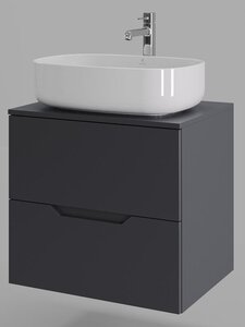 Изображение товара Тумба с раковиной Orange Line Li-60TugMDF+B07-540W, 60 см, подвесная, цвет графит матовый Soft Touch