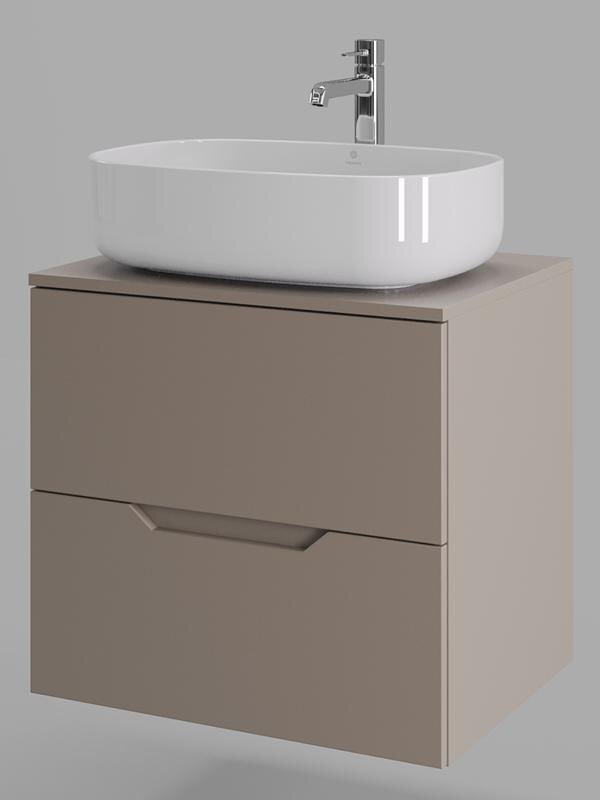 Изображение товара Тумба с раковиной Orange Line Li-60TuLMDF+B07-540W 60 см латте матовый Soft Touch