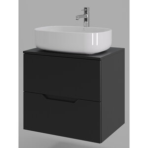 Изображение товара Тумба с раковиной Orange Line Li-60TubMDF+B07-540W, 60 см, подвесная, цвет черный матовый Soft Touch