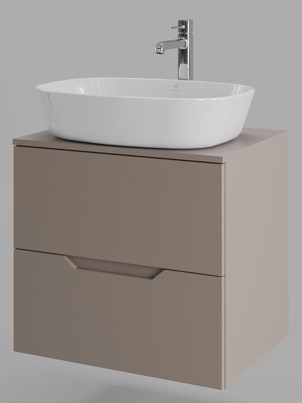 Изображение товара Тумба с раковиной Orange Line Li-60TuLMDF+B08-500W 60 см подвесная латте матовый Soft Touch