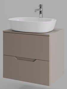 Изображение товара Тумба с раковиной Orange Line Li-60TuLMDF+B08-500W, 60 см, подвесная, цвет латте матовый Soft Touch