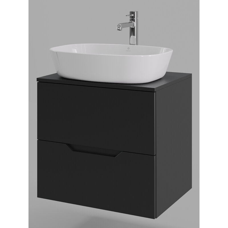 Изображение товара Подвесная тумба с раковиной Orange Line Li-60, черный матовый, 60 см