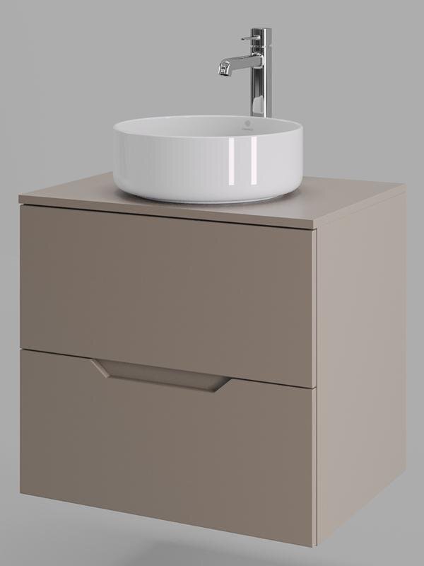 Изображение товара Тумба с раковиной Orange Line Li-60TuLMDF+B09-360W 60 см подвесная латте матовый Soft Touch