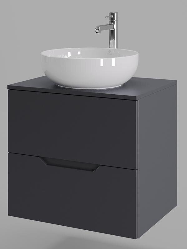 Изображение товара Тумба с раковиной Orange Line Li-60TugMDF+B07-420W 60 см графит матовый Soft Touch