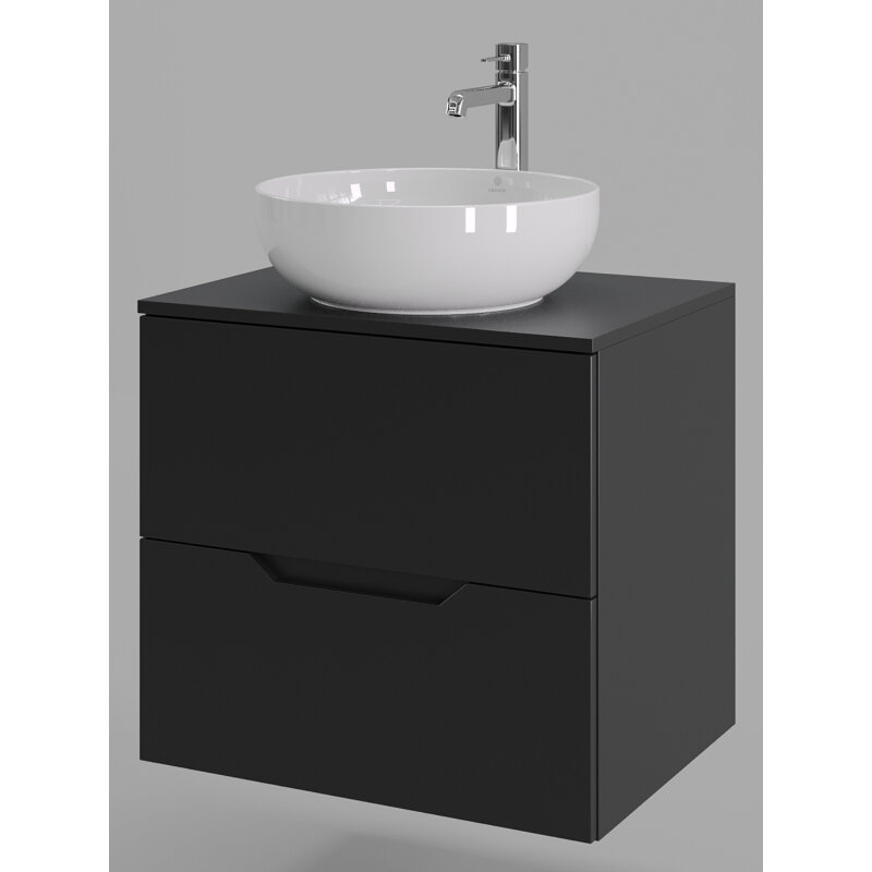 Изображение товара Тумба с раковиной Orange Line Li-60TubMDF 60 см подвесная черный матовый