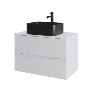 Изображение товара Тумба с раковиной Orange Line Li-80TuwMDF+B02-460MB, 80 см, подвесная, цвет белый матовый Soft Touch