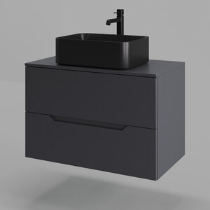 Изображение товара Тумба с раковиной Orange Line Li-80TugMDF+B02-460MB, 80 см, подвесная, цвет графит матовый Soft Touch