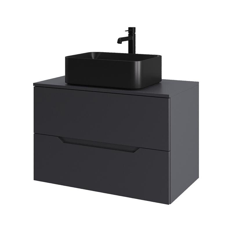 Изображение товара Тумба с раковиной Orange Line Li-80TugMDF+B02-460MB, 80 см, подвесная, цвет графит матовый Soft Touch