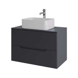 Изображение товара Тумба с раковиной Orange Line Li-80TugMDF+B02-460W 80см подвесная графит Soft Touch