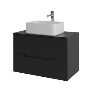 Изображение товара Тумба с раковиной Orange Line Li-80TubMDF+B02-460W, 80 см, подвесная, черный матовый Soft Touch 