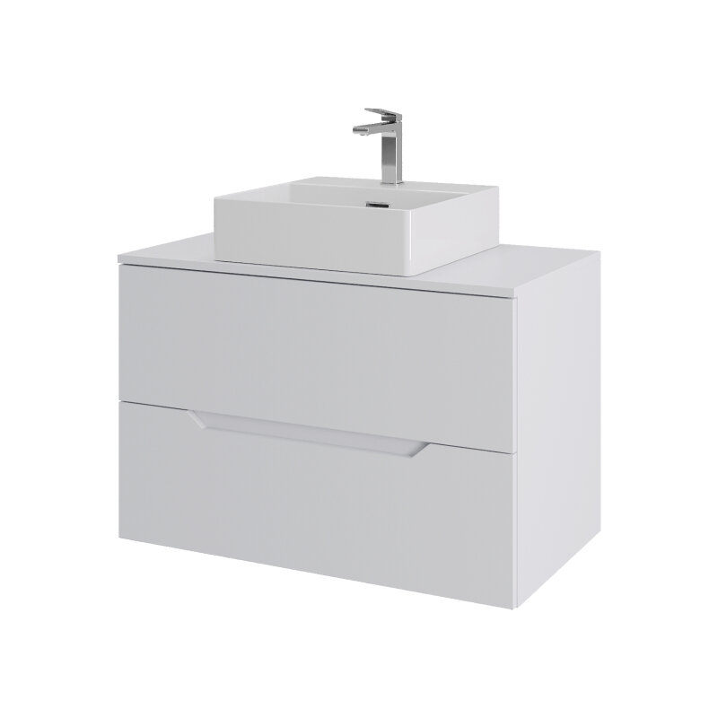 Изображение товара Подвесная тумба с раковиной Orange Line 80 см белый матовый Soft Touch