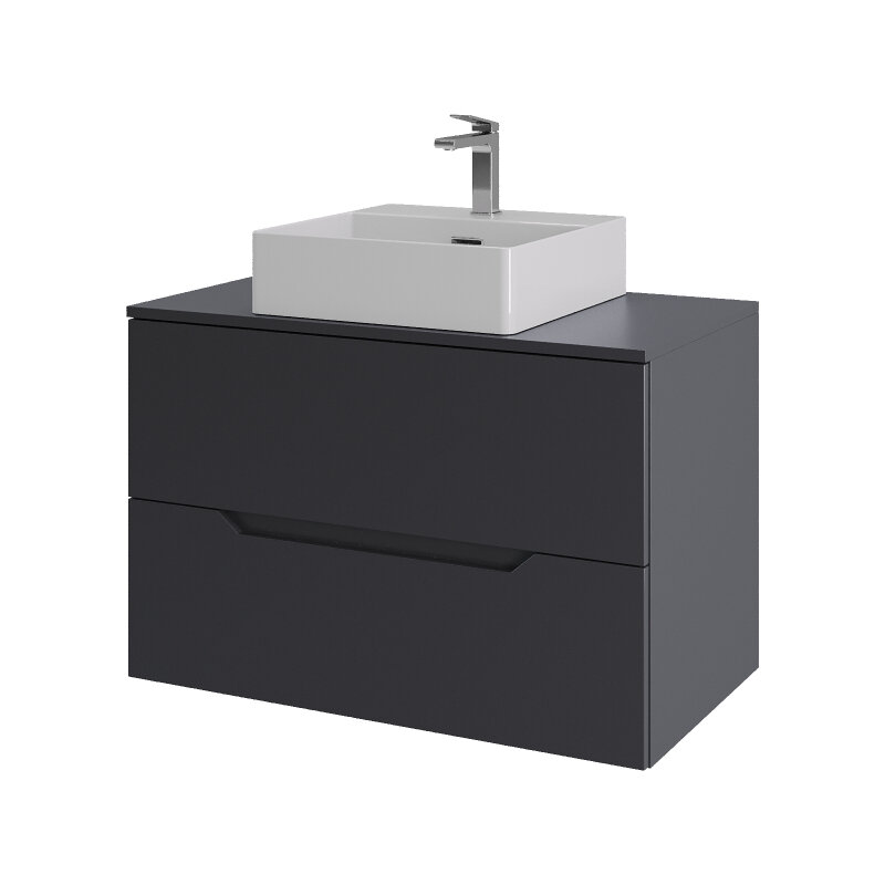 Изображение товара Тумба с раковиной Orange Line Li-80TugMDF+B04-405W 80 см подвесная серый