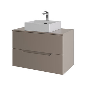 Изображение товара Тумба с раковиной Orange Line Li-80TuLMDF+B04-405W, 80 см, подвесная, цвет латте матовый Soft Touch