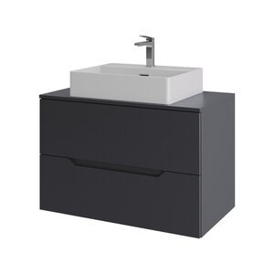 Изображение товара Тумба с раковиной Orange Line Li-80TugMDF+B04-500W, 80 см, подвесная, цвет графит матовый Soft Touch