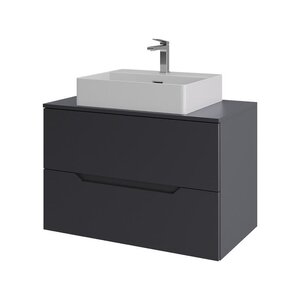 Изображение товара Тумба с раковиной Orange Line Li-80TugMDF+B04-500W, 80 см, подвесная, цвет графит матовый Soft Touch