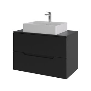 Изображение товара Тумба с раковиной Orange Line Li-80TubMDF+B04-500W, 80 см, подвесная, цвет черный матовый Soft Touch