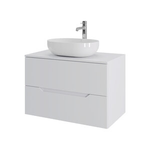 Изображение товара Тумба с раковиной Orange Line Li-80TuwMDF+B05-480W, 80 см, подвесная, цвет белый матовый Soft Touch