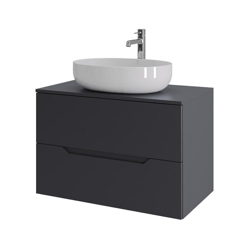 Изображение товара Тумба с раковиной Orange Line Li-80TugMDF+B05-520W, 80 см, подвесная, цвет графит матовый Soft Touch