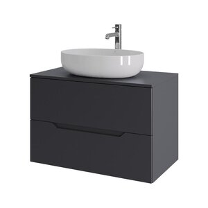 Изображение товара Тумба с раковиной Orange Line Li-80TugMDF+B05-520W, 80 см, подвесная, цвет графит матовый Soft Touch