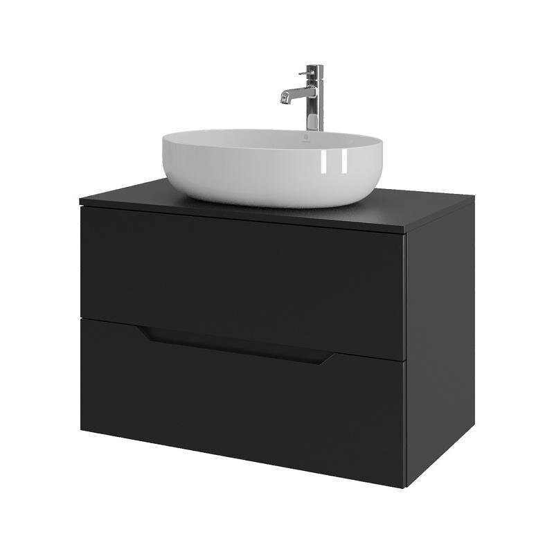 Изображение товара Тумба с раковиной Orange Line Li-80TubMDF+B05-520W 80 см черный матовый