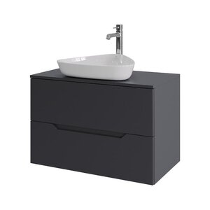 Изображение товара Тумба с раковиной Orange Line Li-80TugMDF+B07-500W, 80 см, подвесная, цвет графит матовый Soft Touch