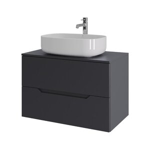 Изображение товара Тумба с раковиной Orange Line Li-80TugMDF+B07-540W, 80 см, подвесная, цвет графит матовый Soft Touch