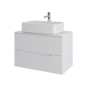 Изображение товара Тумба с раковиной Orange Line Li-80TuwMDF+B07-600W, 80 см, подвесная, цвет белый матовый Soft Touch