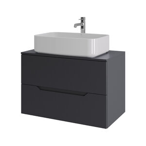 Изображение товара Тумба с раковиной Orange Line Li-80TugMDF+B07-600W, 80 см, подвесная, цвет графит матовый Soft Touch