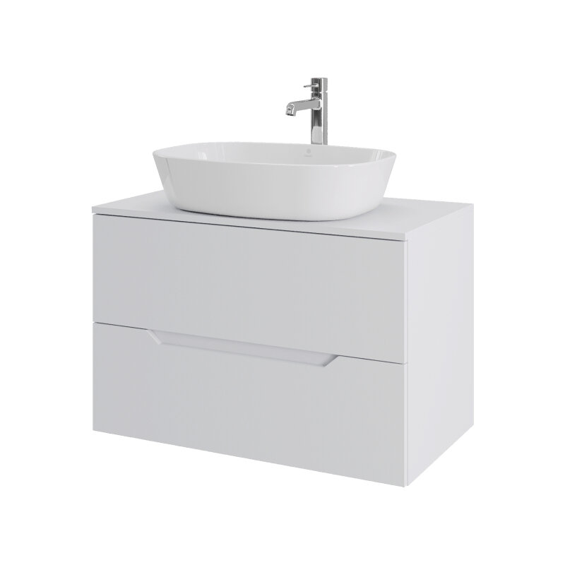 Изображение товара Тумба с раковиной Orange Line Li-80TuwMDF+B08-500W 80 см подвесная белый матовый