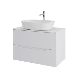 Изображение товара Тумба с раковиной Orange Line Li-80TuwMDF+B08-500W, 80 см, подвесная, цвет белый матовый Soft Touch