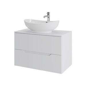 Изображение товара Тумба с раковиной Orange Line Li-80TuwMDF+B08-585W, 80 см, подвесная, цвет белый матовый Soft Touch