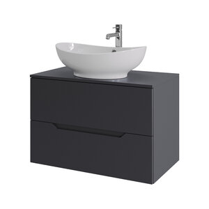 Изображение товара Тумба с раковиной Orange Line Li-80TugMDF+B08-585W, 80 см, подвесная, цвет графит матовый Soft Touch