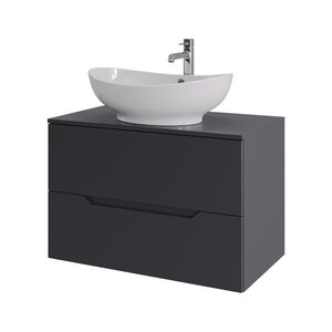 Изображение товара Тумба с раковиной Orange Line Li-80TugMDF+B08-585W, 80 см, подвесная, цвет графит матовый Soft Touch