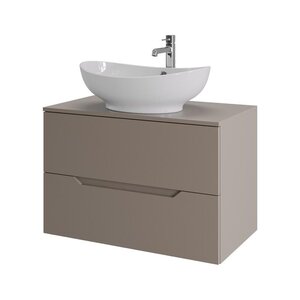 Изображение товара Тумба с раковиной Orange Line Li-80TuLMDF+B08-585W, 80 см, подвесная, цвет латте матовый Soft Touch