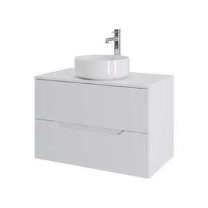 Изображение товара Тумба с раковиной Orange Line Li-80TuwMDF+B09-360W, 80 см, подвесная, цвет белый матовый Soft Touch