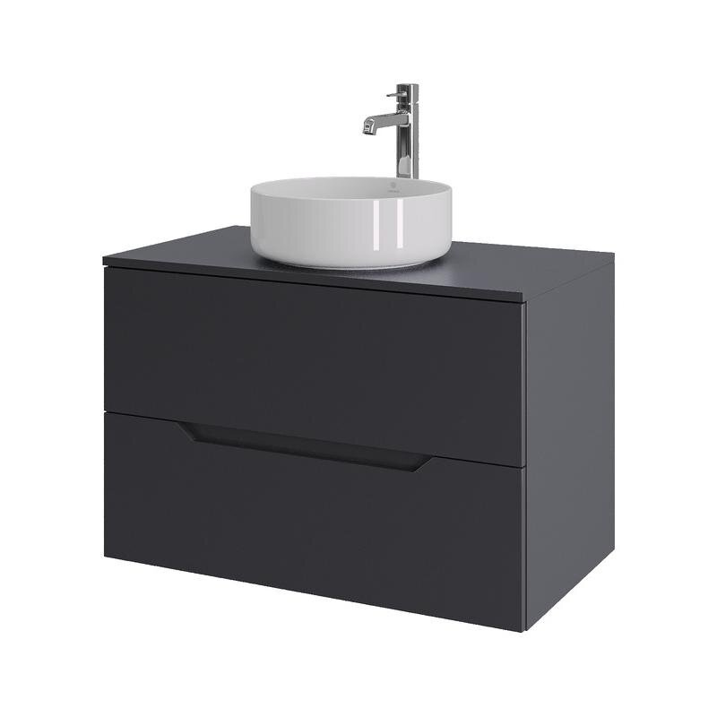 Изображение товара Тумба с раковиной Orange Line Li-80TugMDF+B09-360W (80 см) подвесная графит матовый Soft Touch