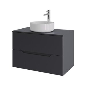 Изображение товара Тумба с раковиной Orange Line Li-80TugMDF+B09-360W, 80 см, подвесная, цвет графит матовый Soft Touch