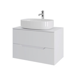 Изображение товара Тумба с раковиной Orange Line Li-80TuwMDF+B04-600W, 80 см, подвесная, цвет белый матовый Soft Touch