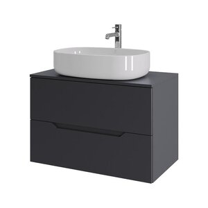 Изображение товара Тумба с раковиной Orange Line Li-80TugMDF+B04-600W, 80 см, подвесная, цвет графит матовый Soft Touch