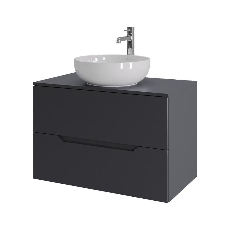 Изображение товара Тумба с раковиной Orange Line Li-80TugMDF+B07-420W, 80 см, подвесная, цвет графит матовый Soft Touch